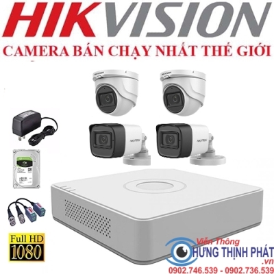 TRỌN BỘ 4 CAMERA QUAN SÁT HIKVISON 2.0 MPX CÓ ÂM THANH